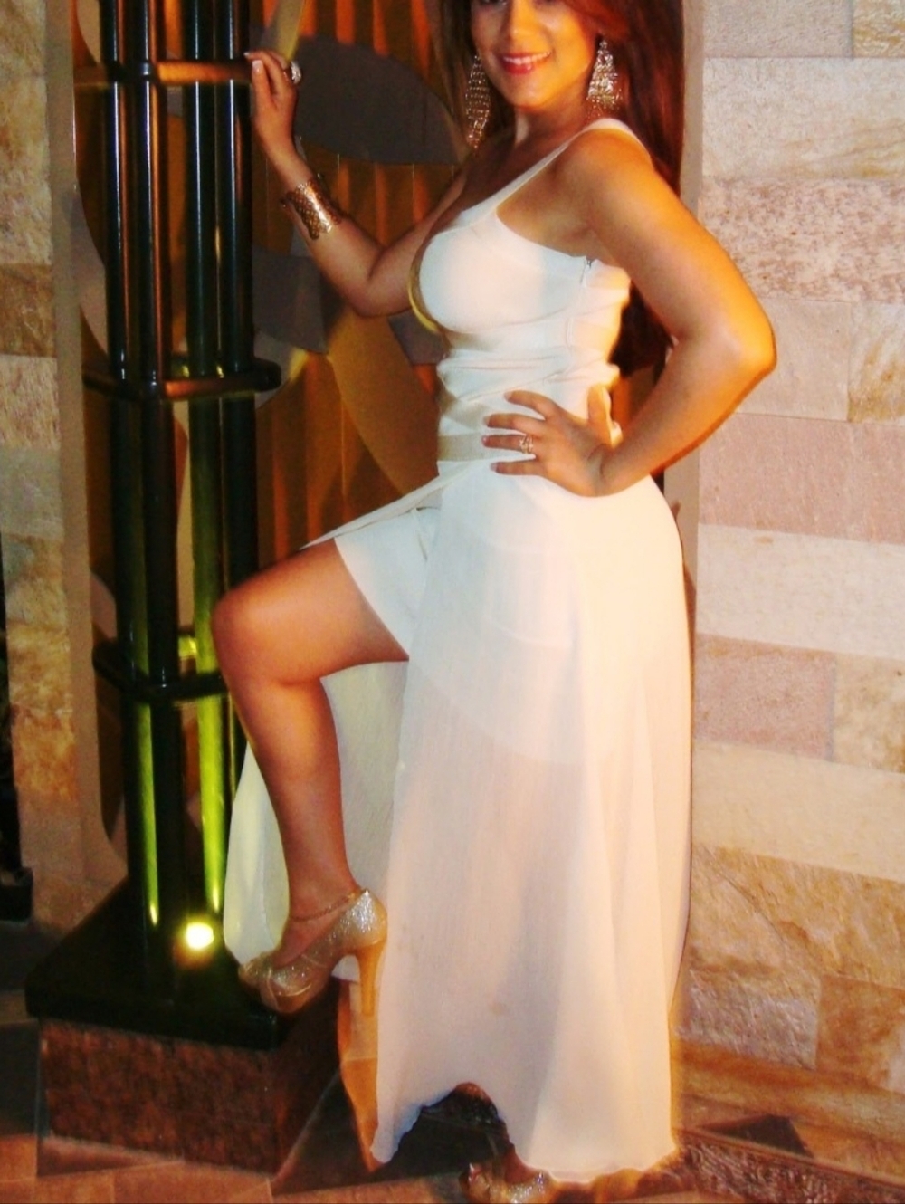 Elegant White High-Slit Maxi Dress